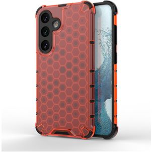 Mobigear Honeycomb Coque Samsung Galaxy S24 Coque arrière Rigide Anti-Chocs - Rouge