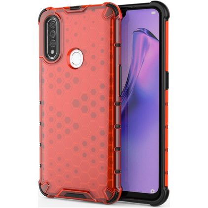Mobigear Honeycomb Coque OPPO A31 Coque arrière Rigide Anti-Chocs - Rouge