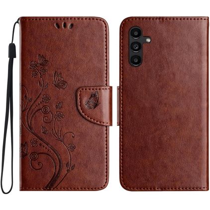 Mobigear Flowers Housse Samsung Galaxy A56 Etui Porte-Monnaie - Marron