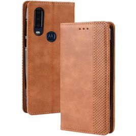 Mobigear Sensation Housse Motorola One Action Etui Porte-Monnaie - Cognac