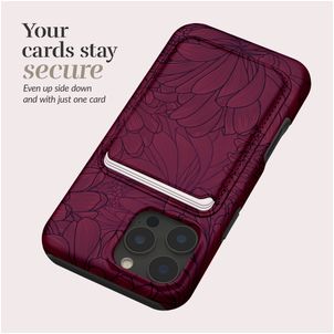 MIO - Porte Cartes en - 3 Cartes - Compatible MagSafe - Berry Blooms