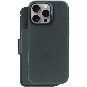 Decoded Detachable Wallet Housse iPhone 16 Pro Max MagSafe Etui avec Coque Détachable en Cuir Véritable Porte-Monnaie - Bleu Marin