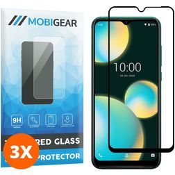 Mobigear Premium Wiko View 4 Lite Verre trempé Protection d'écran - Compatible Coque - Noir (Lot de 3)