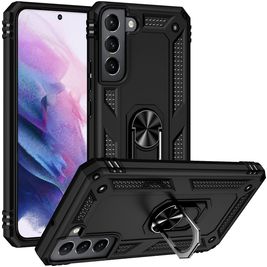 Mobigear Armor Ring Coque Samsung Galaxy S22 Coque arrière Rigide Anti-Chocs avec Anneau-Support - Noir