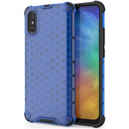 Mobigear Honeycomb Coque Xiaomi Redmi 9A Coque arrière Rigide Anti-Chocs - Bleu
