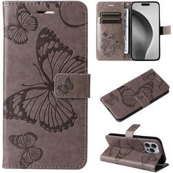 Mobigear Butterfly Housse iPhone 16 Pro Max Etui Porte-Monnaie - Gris