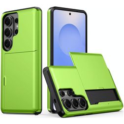 Mobigear Card Coque Samsung Galaxy S26 Ultra Coque arrière Rigide Anti-Chocs avec Porte-Cartes - Vert