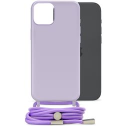 Mobilize Lanyard Gelly iPhone 15 Plus TPU souple Coque avec cordon - Pastel Purple