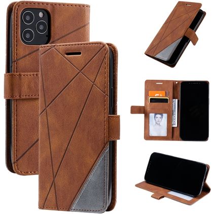 Mobigear Rhombus iPhone 12 Pro Étui Portefeuille - Marron