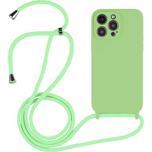 Mobigear Lanyard iPhone 14 Pro Max Coque avec cordon en Silicone - Vert