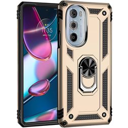 Mobigear Armor Ring Coque Motorola Edge 30 Pro Coque arrière Rigide Anti-Chocs avec Anneau-Support - Or
