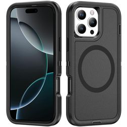 Mobigear Rugged Mag iPhone 16 Pro MagSafe Plastique rigide Coque arrière Antichoc - Noir