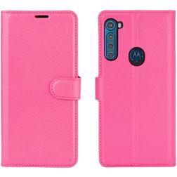 Mobigear Classic Housse Motorola One Fusion Plus Etui Porte-Monnaie - Magenta
