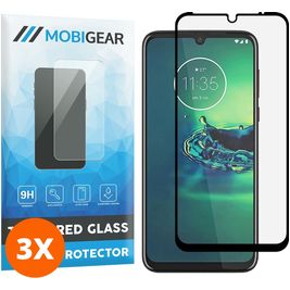 Mobigear Premium Motorola Moto G8 Plus Verre trempé Protection d'écran - Compatible Coque - Noir (Lot de 3)