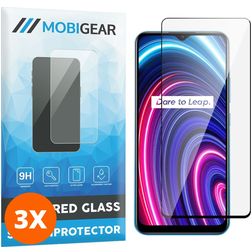 Mobigear Premium Realme C25Y Verre trempé Protection d'écran - Compatible Coque - Noir (Lot de 3)