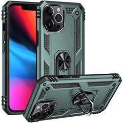 Mobigear Armor Ring Coque iPhone 14 Pro Max Coque arrière Rigide Anti-Chocs avec Anneau-Support - Vert