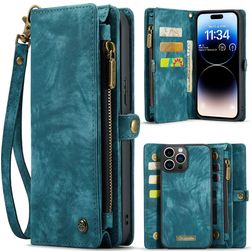 CaseMe 008 iPhone 14 Pro Max Coque Étui 2en1 avec coque amovible Portefeuille - Bleu