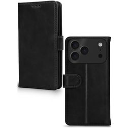 Mobilize Wallet Housse iPhone 17 Pro Max Etui en Cuir Véritable Porte-Monnaie - Noir