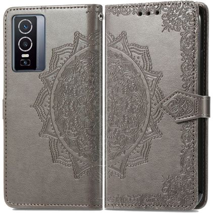 Mobigear Mandala Housse Vivo Y76 Etui Porte-Monnaie - Gris