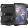 Mobigear SureGrip Xtreme Coque iPad Pro 11 Pouces (2025) Coque arrière en Plastique rigide,Silicone + Porte-crayon + Bandoulière + Support Amovible - Noir