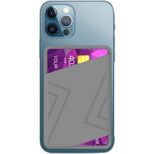 Mobigear Wallet Pouch Porte-cartes Silicone - 2 cartes - Compatible MagSafe - Gris
