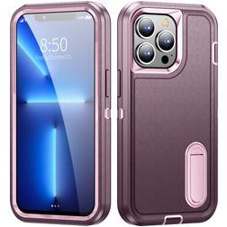 Mobigear Rugged Stand Coque iPhone 14 Pro Coque arrière Rigide Anti-Chocs avec Support Amovible - Violet