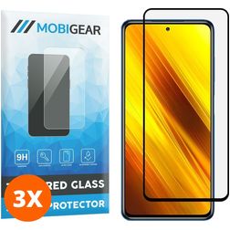 Mobigear Premium POCO X3 Verre trempé Protection d'écran - Compatible Coque - Noir (Lot de 3)