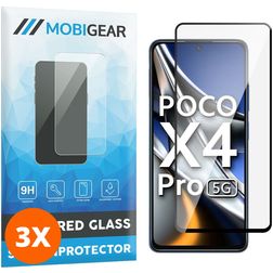 Mobigear Premium POCO X4 Pro 5G Verre trempé Protection d'écran - Compatible Coque - Noir (Lot de 3)