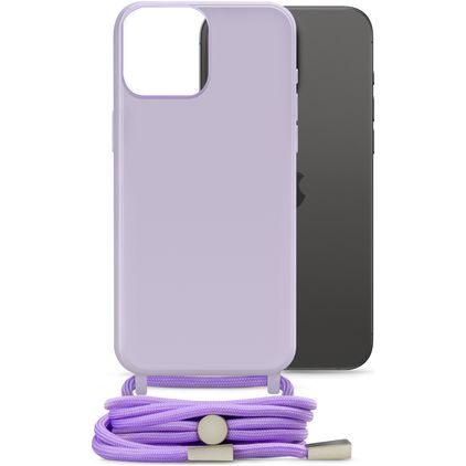 Mobilize Lanyard Gelly iPhone 15 Pro Max Coque avec cordon en TPU Souple - Pastel Purple