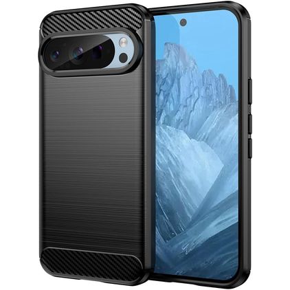 Mobigear Brushed Slim Coque Google Pixel 9 Pro Coque arrière en TPU Souple - Noir
