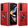 Mobigear Armor Ring Cam Slide Coque Samsung Galaxy Z Fold 7 Coque arrière Rigide Anti-Chocs avec Anneau-Support et Protecteur Lentilles - Rouge