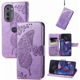 Mobigear Butterfly Housse Motorola Edge (2022) Etui Porte-Monnaie - Violet