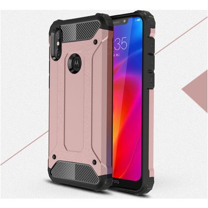 Mobigear Outdoor Coque Motorola One Power Coque arrière Rigide Anti-Chocs - Rose doré