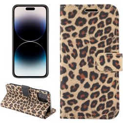 Mobigear Leopard Housse iPhone 14 Pro Etui Porte-Monnaie - Jaune