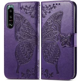 Mobigear Butterfly Housse Sony Xperia 5 IV Etui Porte-Monnaie - Violet