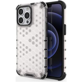 Mobigear Honeycomb Coque iPhone 14 Pro Coque arrière Rigide Anti-Chocs - Blanc