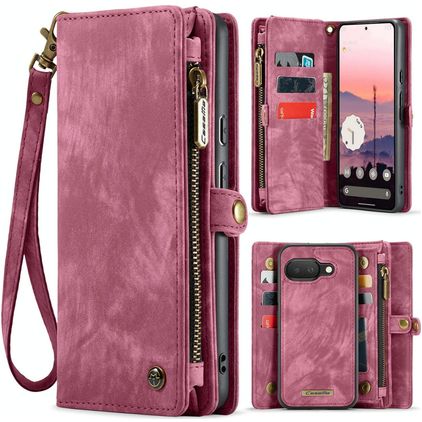 CaseMe 008 Google Pixel 9a Coque Étui 2en1 avec coque amovible Portefeuille - Rouge