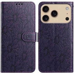 Mobigear Flowers Housse iPhone 17 Pro Etui Porte-Monnaie - Violet