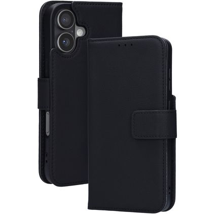 Mobiparts Wallet iPhone 17 MagSafe Cuir véritable Étui Portefeuille - Noir