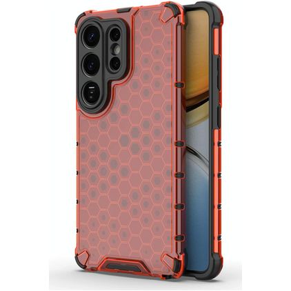 Mobigear Honeycomb Coque Samsung Galaxy S26 Ultra Coque arrière Rigide Anti-Chocs - Rouge