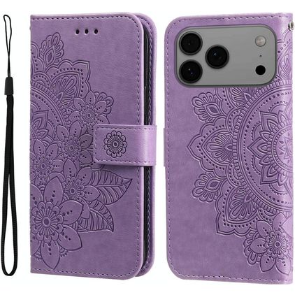 Mobigear Flowers iPhone 17 Pro Max Étui Portefeuille - Violet