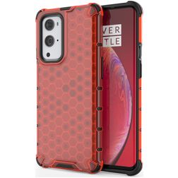Mobigear Honeycomb Coque OnePlus 9 Pro Coque arrière Rigide Anti-Chocs - Rouge