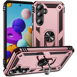 Mobigear Armor Ring Coque Samsung Galaxy A35 Coque arrière Rigide Anti-Chocs avec Anneau-Support - Rose doré