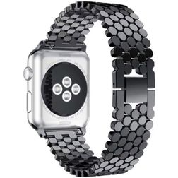 Mobigear Honeycomb Bracelet Acier Apple Watch Fermeture boucle ardillon - 42/41/40/38 mm - Noir