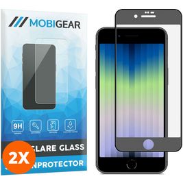 Mobigear Premium iPhone SE (2022) Verre trempé Protection d'écran - Compatible Coque - Noir (Lot de 2)