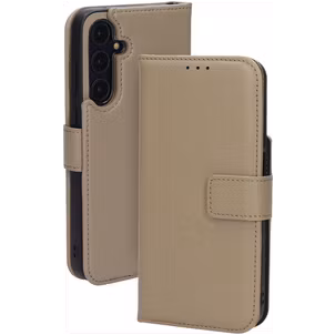 Mobiparts Housse Samsung Galaxy A55 Etui en Cuir Véritable Porte-Monnaie - Taupe