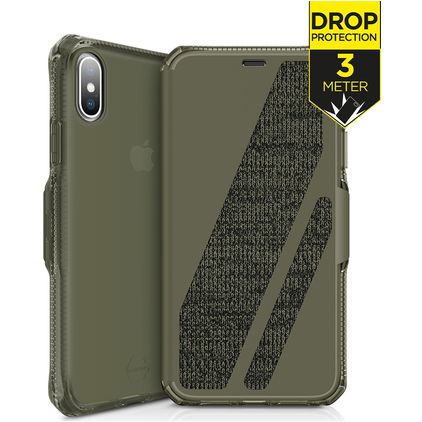 ITSKINS SpectrumFolio iPhone XS Max Étui - Kaki