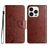 Mobigear Flowers Housse iPhone 16 Pro Max Etui Porte-Monnaie - Marron