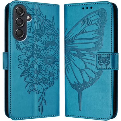 Mobigear Butterfly Samsung Galaxy M55 Étui Portefeuille - Bleu