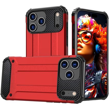 Mobigear Outdoor Coque iPhone 17 Pro Coque arrière Rigide Anti-Chocs - Rouge